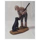 Hand-Painted Sculpted Figurine of Hunter with Shotgun and Dog