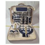 Wenzel Blue and White Insulated Picnic Backpack with Tableware Set