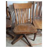 Wooden Swivel Desk Chair with Spindle Back and Metal Adjuster