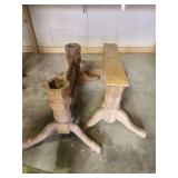 Unfinished Wood Dining Table Pedestal Bases with Spindle Stretchers