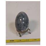 Polished Stone Egg with Metal Display Stand