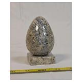 Polished Fossiliferous Stone Egg with Matching Display Base