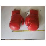 Red and White 20-Ounce Boxing Gloves with Lace-Up Closures