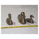 Three Solid Brass Duck Figurines