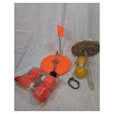 HT Polar Therm Ice Fishing Tip-Up, Red Wolf Marker Buoys, Skimmer, and Line Spool
