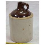 Stoneware Jug with Brown Glaze Top and Handle