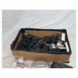 Electronics Lot Including AC Adapters, Radios, and Game Tokens
