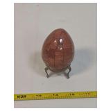 Goldstone Mosaic Egg Figurine with Metal Stand
