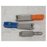 Three Aluminum Fishing Sinker and Jig Molds with Wooden and Metal Handles