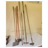 Group of Long-Handled Garden and Roofing Tools