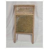Maid-Rite Wood and Brass Washboard by Columbus Washboard Co.