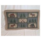 Cabin and Wildlife Themed Loop Pile Rug