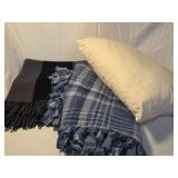 Ralph Lauren Pillow and Two Handcrafted Blankets