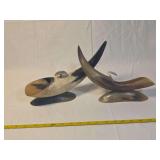 Pair of Natural Horn Sculptures on Fitted Bases