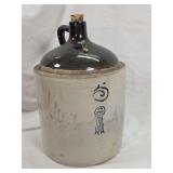 Blue Ribbon Stoneware Jug with Handle and Cork Stopper