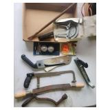 Assorted Hand Tools, Saws, Babco Miter Vise, and Trailer Accessories