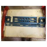 Blue Plastic Tool Organizer Tray with Integrated Ruler Scale and Multiple Apertures