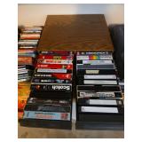 Wooden VHS Storage Cabinet with Assorted VHS Tapes