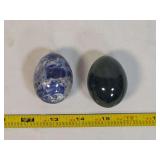 Two Polished Mineral Egg Sculptures