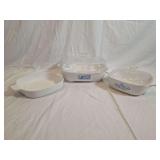 Corning Ware Blue Cornflower Casserole Dishes and Corning Amana Radarange Browning Skillet with Glass Lids
