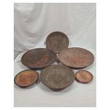 Set of Six Painted Ceramic Plates with Figural and Animal Motifs