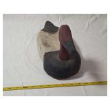 Wooden Canvasback Duck Decoy with Removable Head and Weighted Bottom