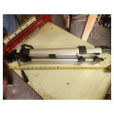 Aluminum and Black Plastic Camera Tripod with Pan Head and Bubble Levels