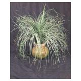 Artificial Grass Arrangement in Glazed Ceramic Vessel