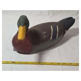 Carved Wooden Mallard Duck Decoy with Metal Weight