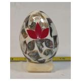 Mosaic Inlaid Decorative Egg with Stand