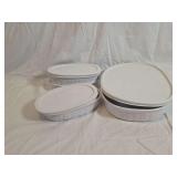 Corning Ware White Pyroceram Oval Casserole Dishes with Plastic Lids