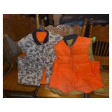 Two Reversible Quilted Hunting Vests Camouflage and Blaze Orange Size XL