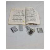 Metal Lighters, Novelty Pistol Lighter, and County Plat Book
