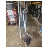 Metal Fishing Net, Five-Tine Fork, and Metal Poles