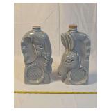 Pair of Regal China Elephant and Donkey Ceramic Decanters with Cork Stoppers