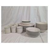 Ceramic Dinnerware Set with Blue and Green Bands