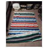 Woven Striped Multicolored Blanket with Fringe