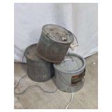 Three Frabill Min-O-Life Galvanized Steel Minnow Buckets