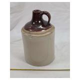 Stoneware Jug with Brown Glazed Top and Single Handle