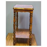 Two-Tier Wooden Side Table with Spindle Legs