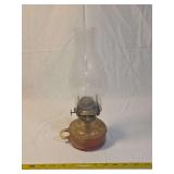 Amber Glass Oil Lamp with Handle and Clear Glass Chimney