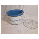 Rival Crock-Pot Model 3154 Stoneware Slow Cooker with Blue Floral Exterior and Lid