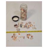Rough Minerals and Rocks in Glass Storage Jar