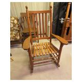 Wooden Slat Back Rocking Chair with Paddle Arms