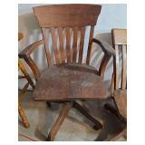 Oak Swivel Desk Chair with Cast Iron Hardware