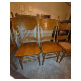 Oak Pressed Back Dining Chairs with Spindle Rungs