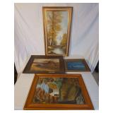 Group of Four Framed Landscape and Seascape Paintings