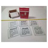 Set of Six Novelty Glass Drink Coasters with Alcohol-Themed Definitions and Original Box