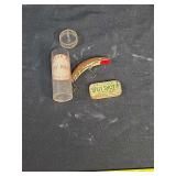 Ray Kunz Fishing Lure with Storage Container and Pflueger Split Shot Sinker Tin