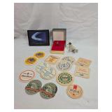 Mixed Lot of Brewery Coasters, Framed Airplane Print, Boxed Christmas Tree Ornament, and Cast Metal Dog Figurines